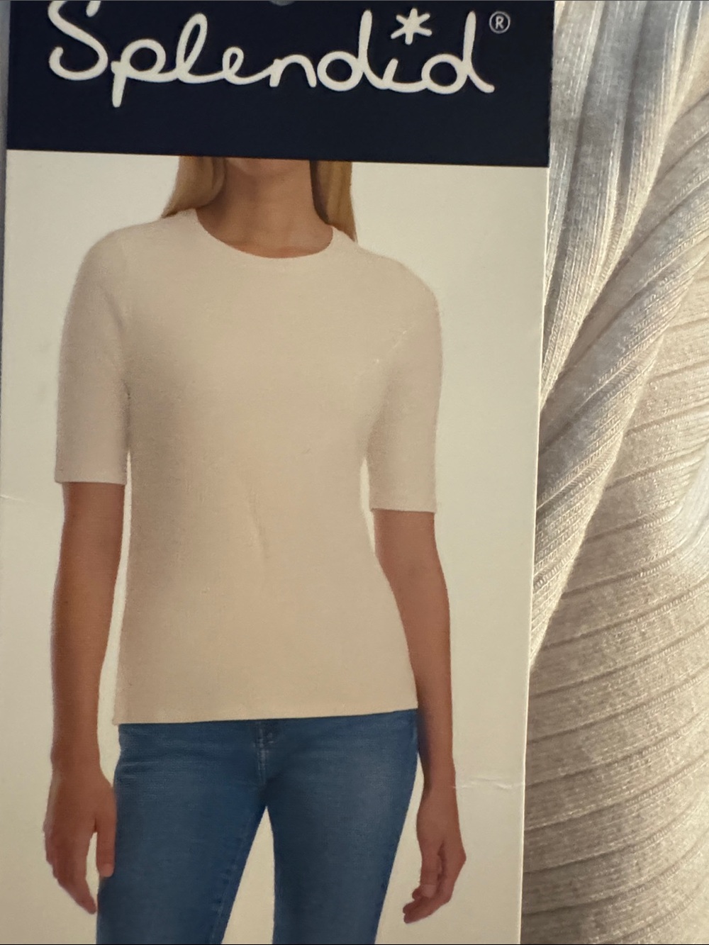 Splendid Cream Short Sleeve Crewneck Tee